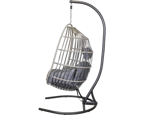 Závesné kreslo s rámom a vankúšmi