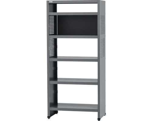 Regál Küpper 910 x 2040 x 530 mm, 5 úložných úrovní, sivá Sivý oceľový regál s piatimi policami na uskladnenie