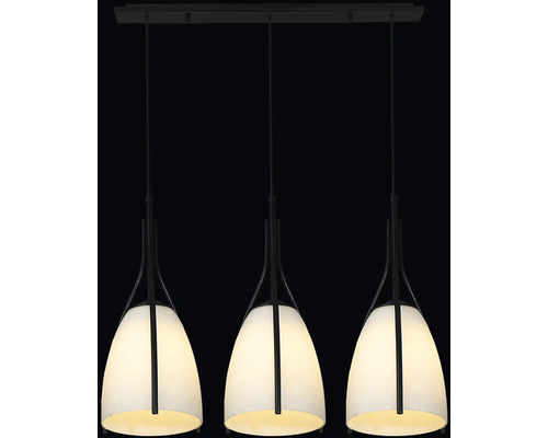 Závesné svietidlo s tromi lampami a sklenenými tienidlami