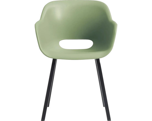 Škrupinové kreslo s podrúčkami a kovovými nohami