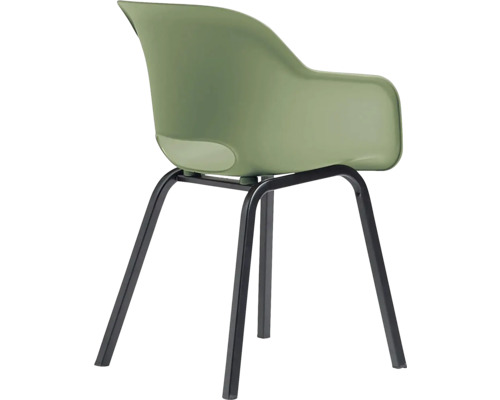Kreslo s plastovou škrupinou a kovovým rámom