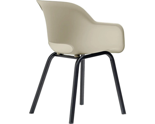 Kreslo s škrupinovým sedadlom a čiernym kovovým rámom