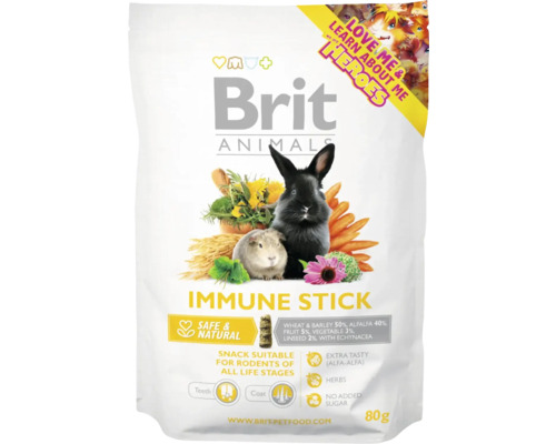 Maškrty pre hlodavce Brit Animals Immune Stick 80 g