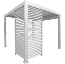 Voľne stojaca biela hliníková pergola s lamelovými stenami