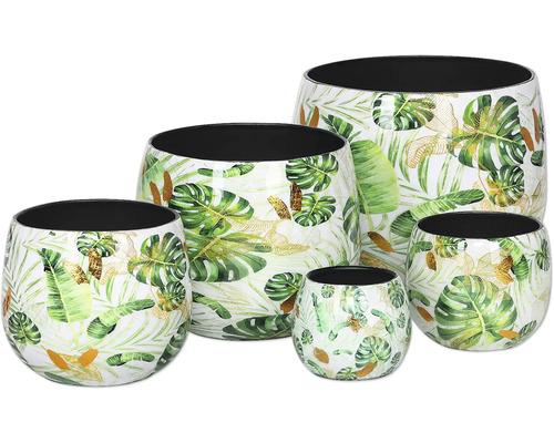 Sada piatich kvetináčov s motívom listov