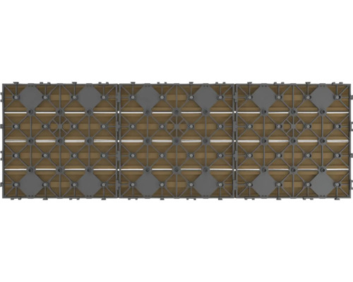 Kompozitné dlaždice so vzhľadom dreva a plastovou podkonštrukciou