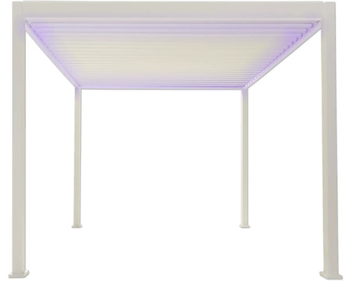Voľne stojaca biela pergola s lamelovou strechou
