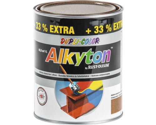 Farba na kov hrdzu i drevo DUPLI-COLOR Alkyton kladivková medená +33 % EXTRA 1l Dupli Color Alkyton antikorózna farba na kov, drevo a pozinkovanú oceľ