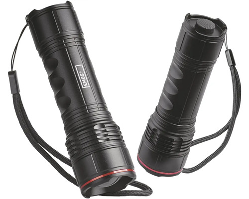 Dve čierne svietidlá EMOS s pútkom na ruku