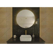 LED Guľaté zrkadlo do kúpeľne s osvetlením Cordia ROUND LINE s béžovou poličkou 100 x 80 cm IP 44