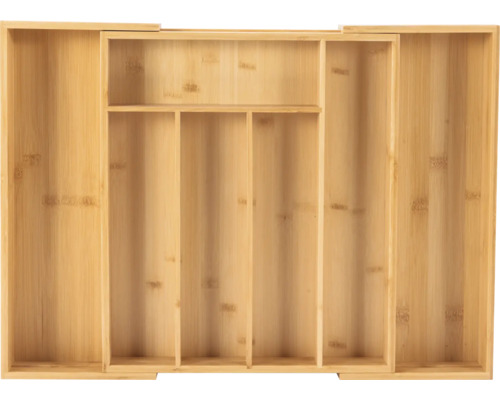 Bambusová vložka do zásuvky s variabilnými priehradkami na kuchynské náčinie