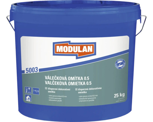 Valčeková omietka MODULAN zrnitosť 0,5 mm 25 kg Vedro valčekovej omietky s hmotnosťou 25 kilogramov