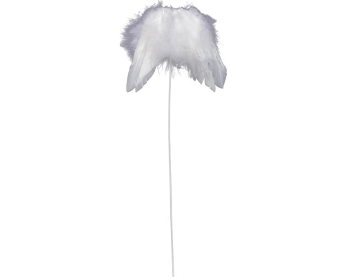 Anjelské krídla z peria biela Dekoračný objekt s perím a tyčou