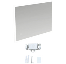 Obdĺžnikové kúpeľňové zrkadlo s LED osvetlením, montážnym materiálom a napájacím zdrojom