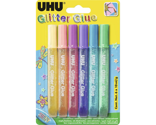 UHU Kreatívne lepidlo s trblietkami Glitter Glue Shiny 6 x 10 ml