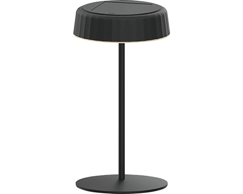 Čierna stolná lampa s okrúhlou základňou a tienidlom
