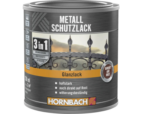 Plechovka lesklého laku na ochranu kovu 250 ml od spoločnosti Hornbach