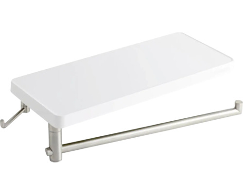 Držiak toaletného papiera s poličkou z kovu a plastu