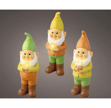 Traja záhradní trpaslíci so svetelnými prvkami na dekoráciu záhrad a vonkajších priestorov