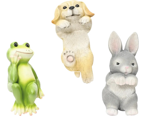 Dekoratívne figúrky: žaba, pes a zajac do záhrady