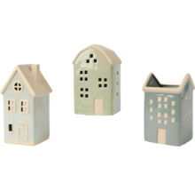 Tri ozdobné keramické domy