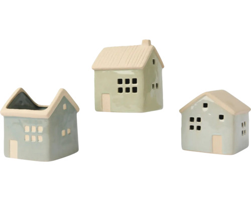 Dekoratívne keramické domčeky, trojdielne, pre interiéry