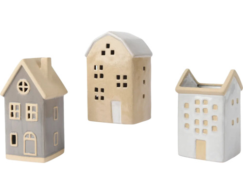 Dekoratívne keramické domčeky, vhodné pre čajové sviečky