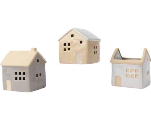 Dekoratívne keramické domčeky, sada troch kusov