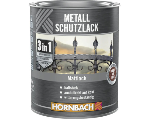 Plechovka matného laku na ochranu kovu od spoločnosti Hornbach