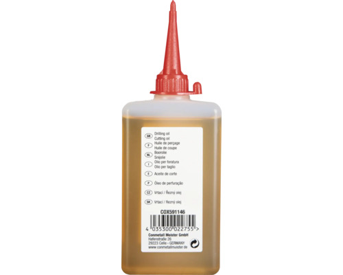 Rezný olej v plastovej fľaši s červeným výtokom