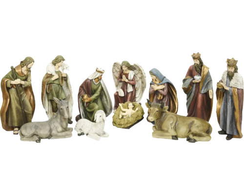 Figúrky k betlému 34 x 27 x 81 x 9 cm 11 ks Sada figúrok betlehemov s Ježiškom, Máriou, Jozefom, anjelom, tromi kráľmi a zvieratami