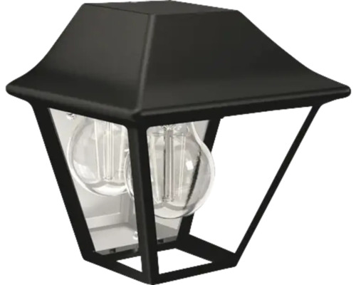 Čierne vonkajšie nástenné svietidlo s dvoma žiarovkami