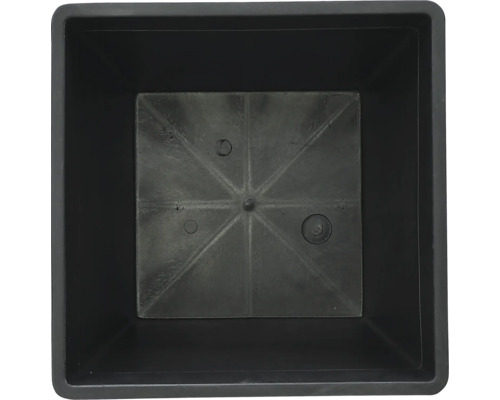 Čierny plastový kvetináč, štvorcový, vnútorný pohľad