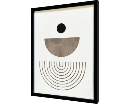 Zarámovaný obraz s moderným abstraktným dizajnom z kruhových tvarov