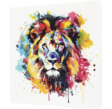 Dekoratívne plátno s farebnou leviu hlavou v akvarelovom štýle