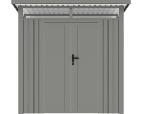 Kovový záhradný domček s dvojkrídlovými dverami
