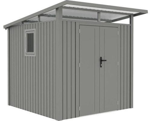 Kovový záhradný domček s dverami a oknom