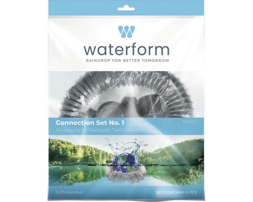 Waterform pripojovacia súprava číslo 1 pre nádrže na dažďovú vodu, súprava obsahuje 6 kusov