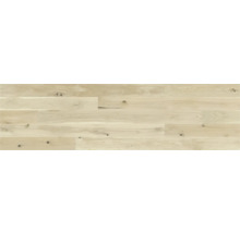 Svetlé drevené podlahové panely s kresbou a hrčami.