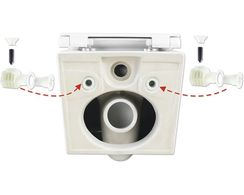 Detailný pohľad na toaletu s upevňovacím materiálom