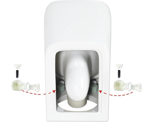 Detailný pohľad na toaletu s upevňovacím materiálom