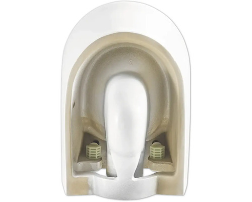 Vnútorný pohľad na bielu keramickú toaletu