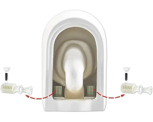 Pohľad do pisoára so zodpovedajúcimi sitkami do pisoára a skrutkami