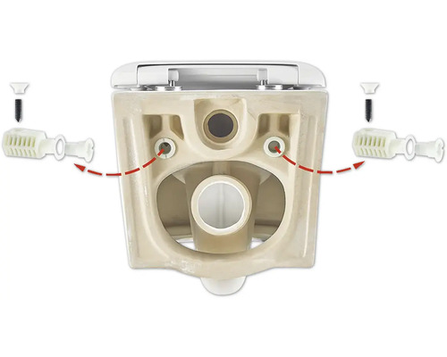 Detailný pohľad na toaletu s upevňovacími prvkami