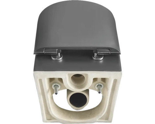 Fotografia hlbokej splachovacej toalety s uzavretým splachovacím okrajom