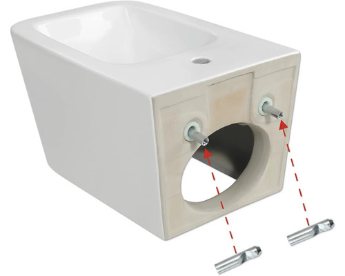 Bidet zo sanitárnej keramiky s upevňovacím materiálom na montáž na stenu