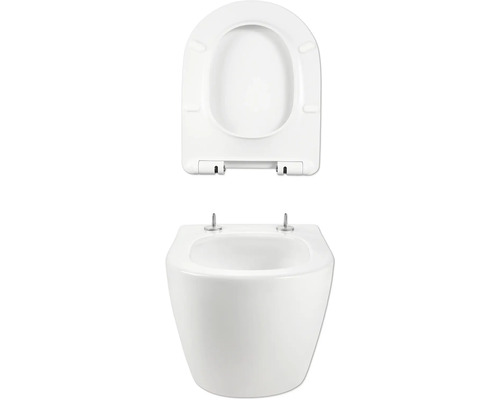 Biele závesné WC s hlbokým splachovaním a WC sedadlom