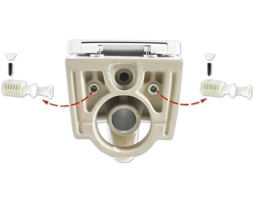 Detailný pohľad na toaletu s upevňovacím materiálom