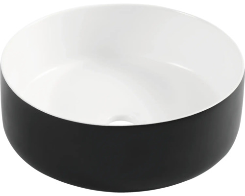 Umývadlo na dosku Differnz Mira sanitárna keramika čierna biela 36 cm 38.009.02 Keramické umývadlo na dosku, okrúhle