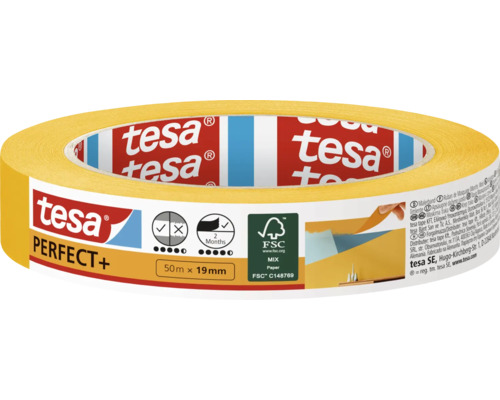 Maskovacia páska Tesa Masking tape Perfect+ žltá 50 m x 19 mm Tesa Perfect Plus maliarska páska, 50 metrov krát 19 milimetrov